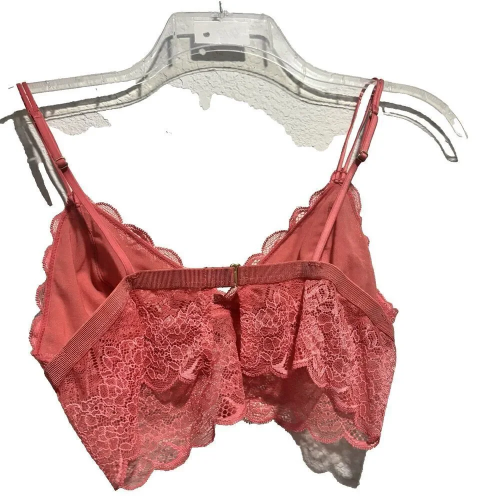 Madewell Lace Triangle Bralette Pink‎ Lightly Lined Size Small